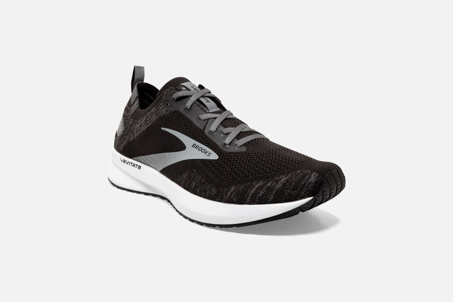 Brooks Running Shoes Mens Black/White - Levitate 4 Road - 2539-QNJUP